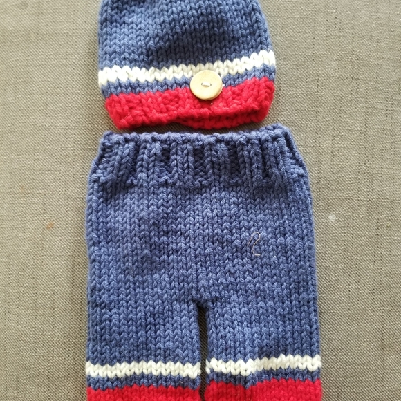 NWT | Crochet Baby Photoshoot Outfits Costumes Pants Hat Two Sets Baby Boy - Picture 2 of 3